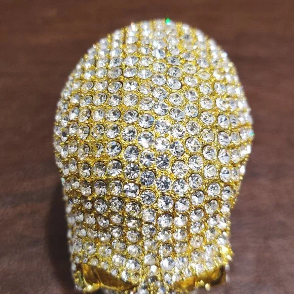 Golden Skull Trinket Jewelry Box with Stunning Rhinestone? Appx 2.75x2x2.5